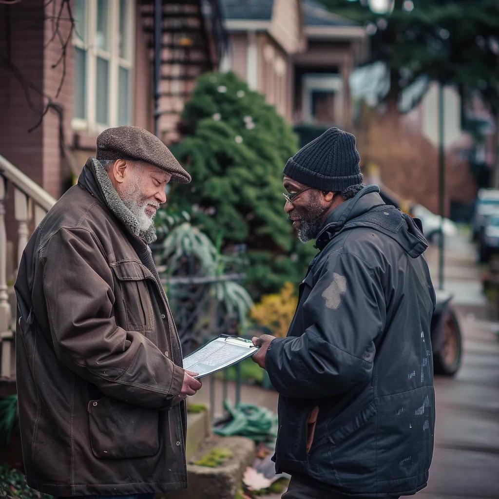 Discreet private investigator gathering vital human intelligence through interviews with local contacts for people tracing