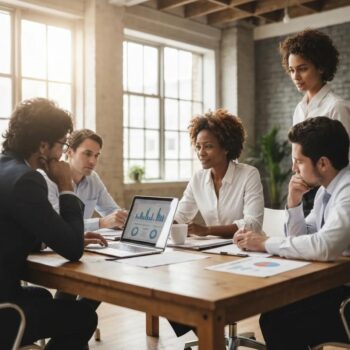 Professionals collaborating on strategies for internal fraud detection
