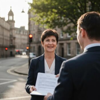 Professional process server delivering legal documents in Edinburgh