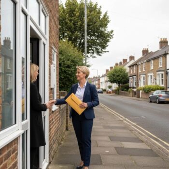 Professional process server delivering legal documents in Swansea